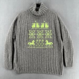Vtg Casual Corner w/ Kitsch Ugly Christmas Sweater Embroidery Womens M Gray